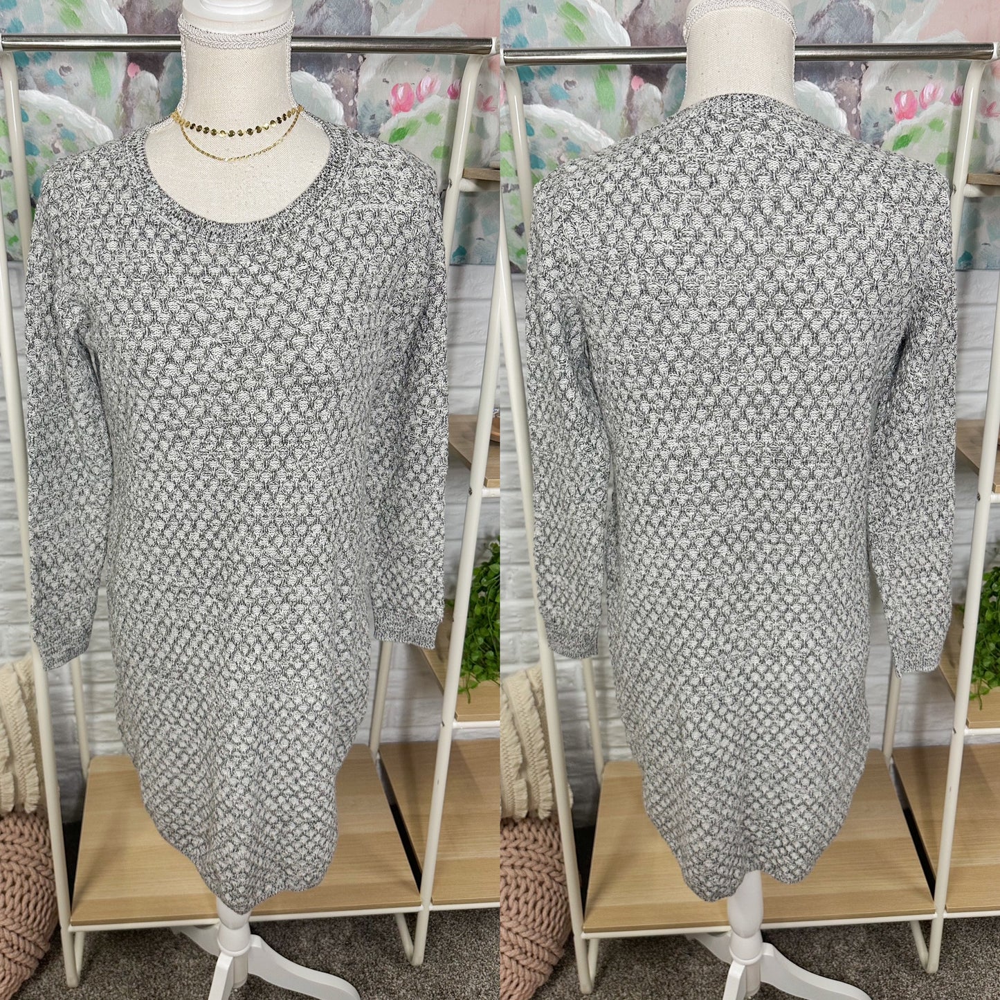 Loft Cozystitch Marble Grey Sweater Dress (MP)