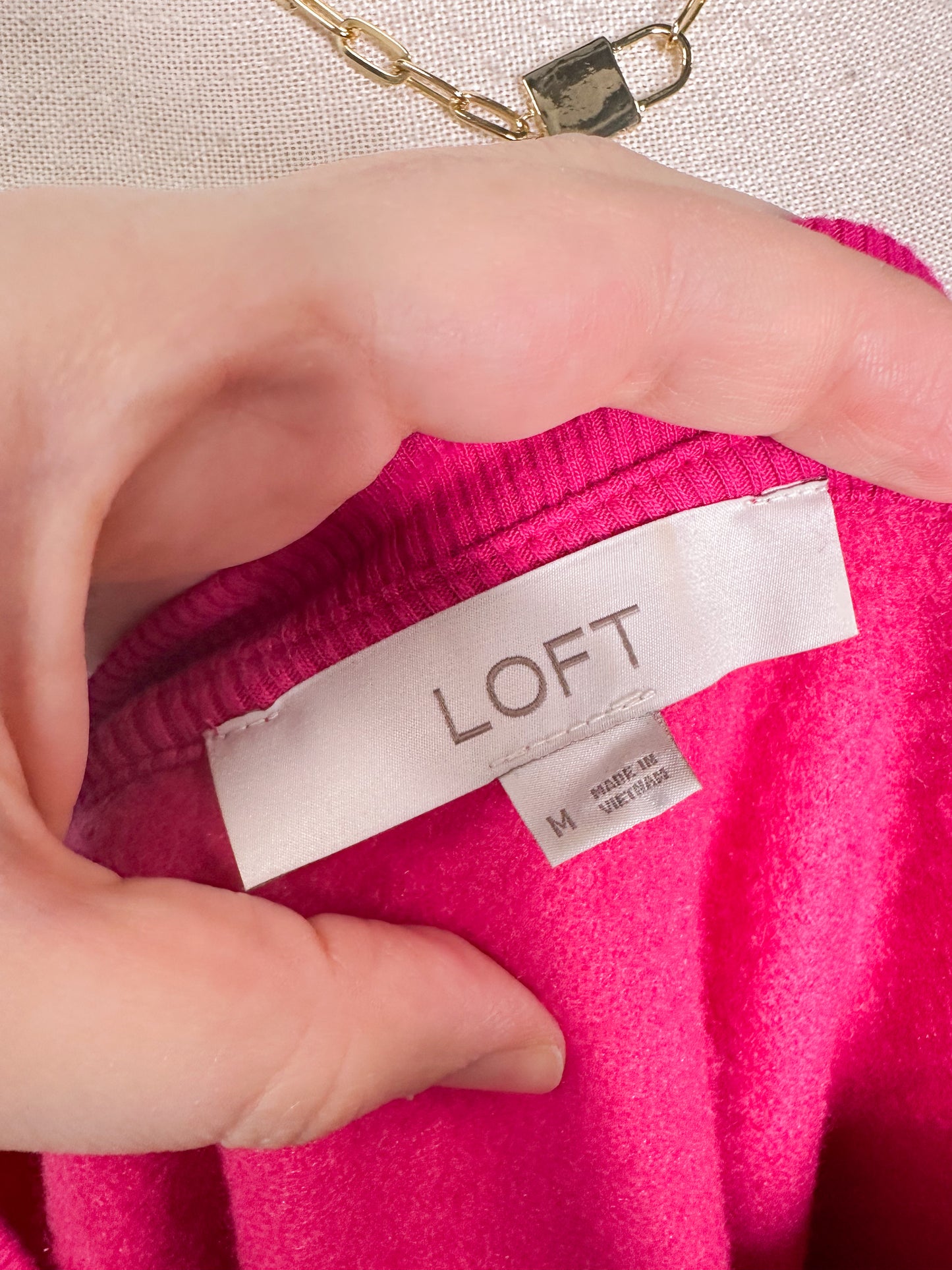 LOFT Pink Sherpa Pullover Sweater Size Medium
