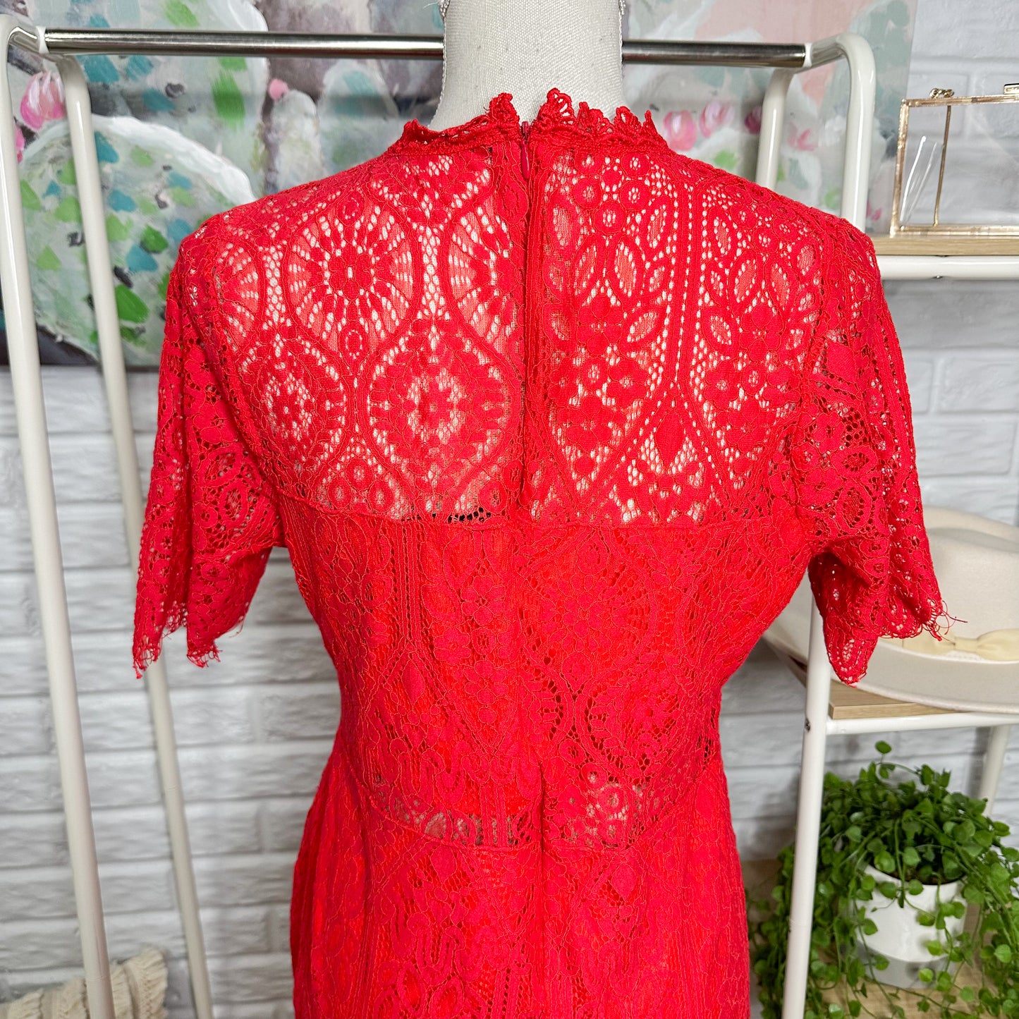 Lulu’s Remarkable Red Lace Midi Dress size XL