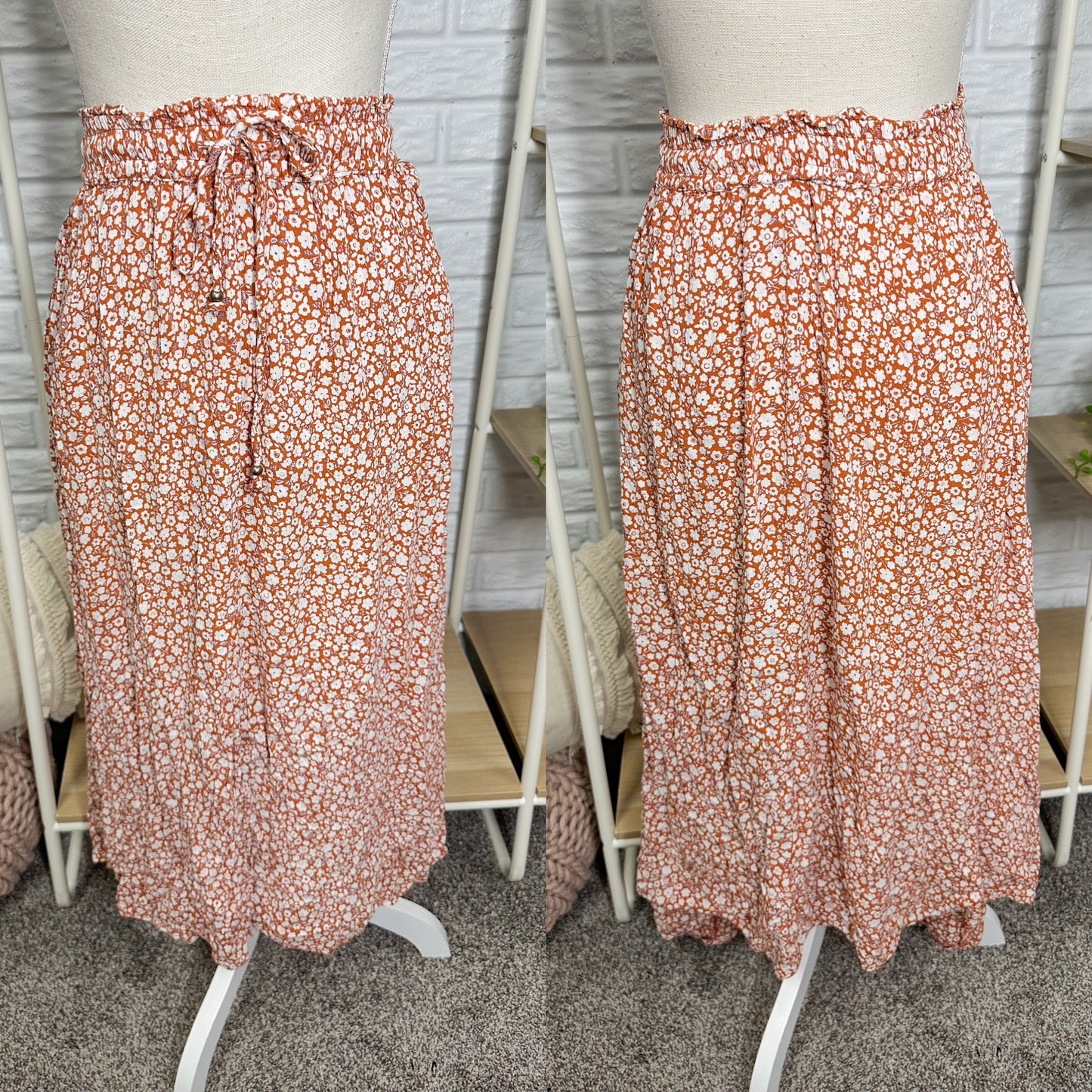 Angie Rust Floral Skirt (XS)