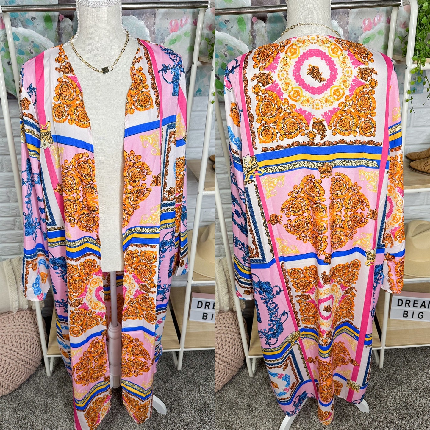 Boohoo New Plus Scarf Print Kimono Size 12