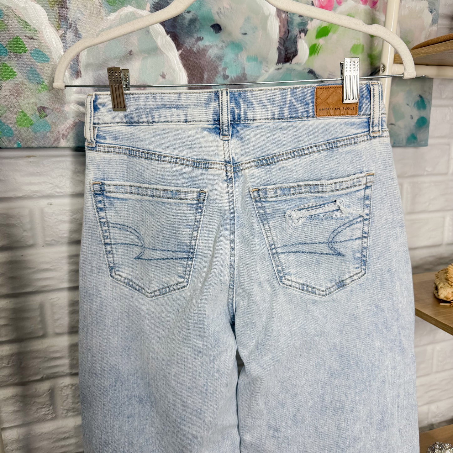 American Eagle Dreamy Drape Stretch Super High-Waisted Baggy Wide-Leg Jean (00)