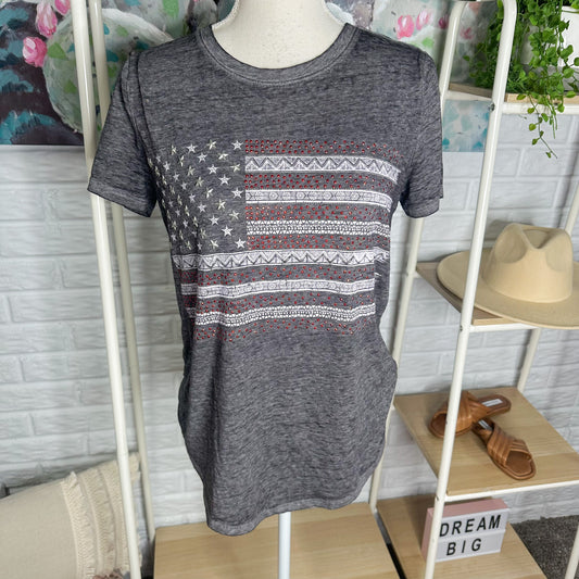 Maurice’s Embellished American Flag Graphic Tee Size XS