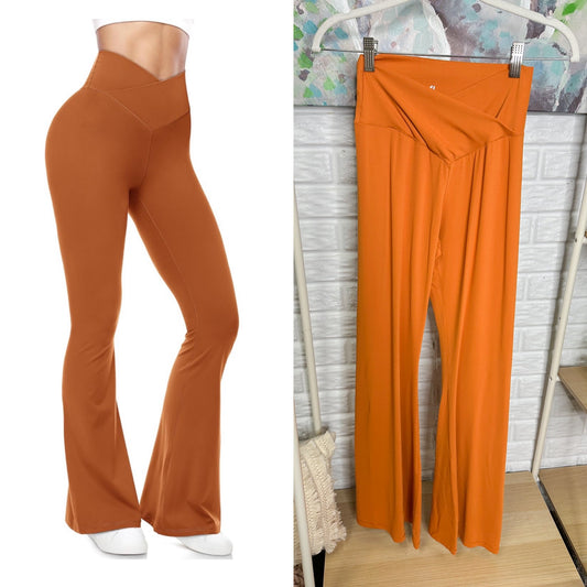 Ueu Orange Crossover Flare Leggings (M)