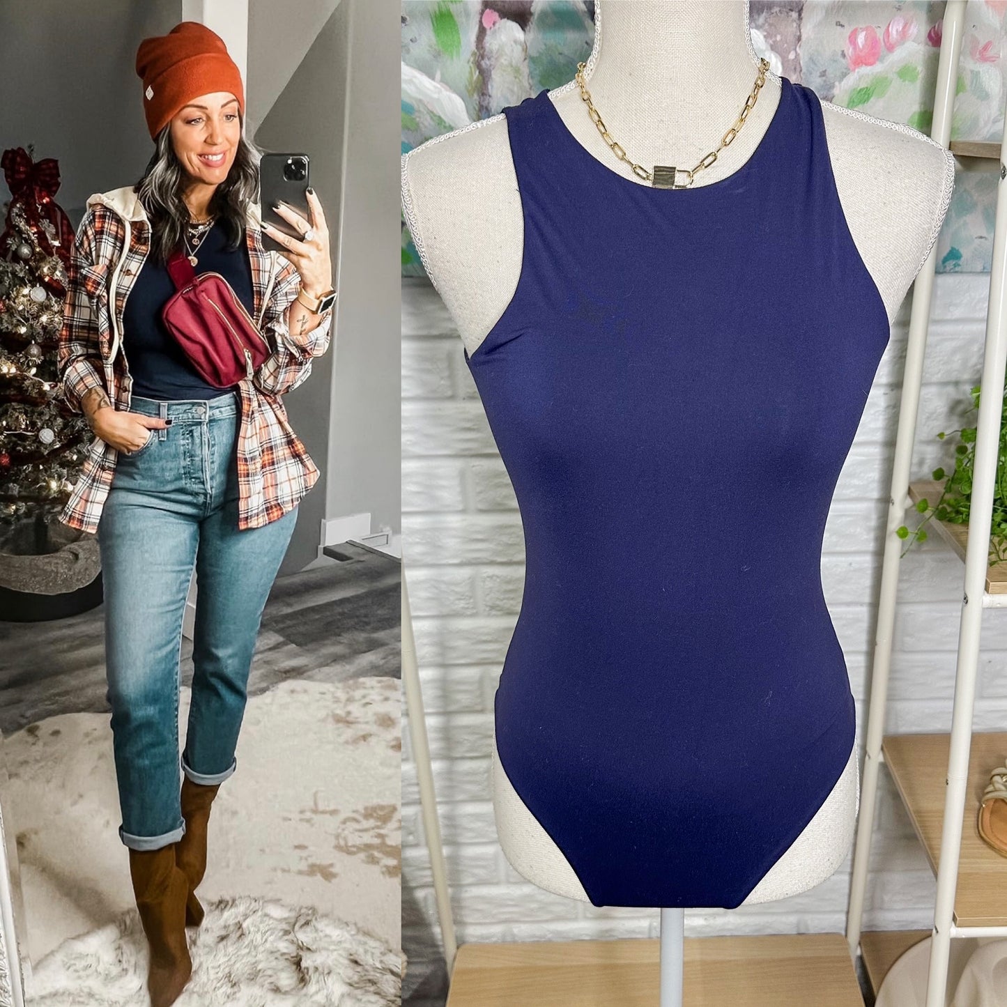 Navy Blue Sleeveless Bodysuit (L)