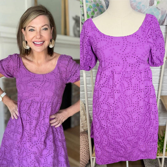 Time & Tru Purple Eyelet Dress (XS)