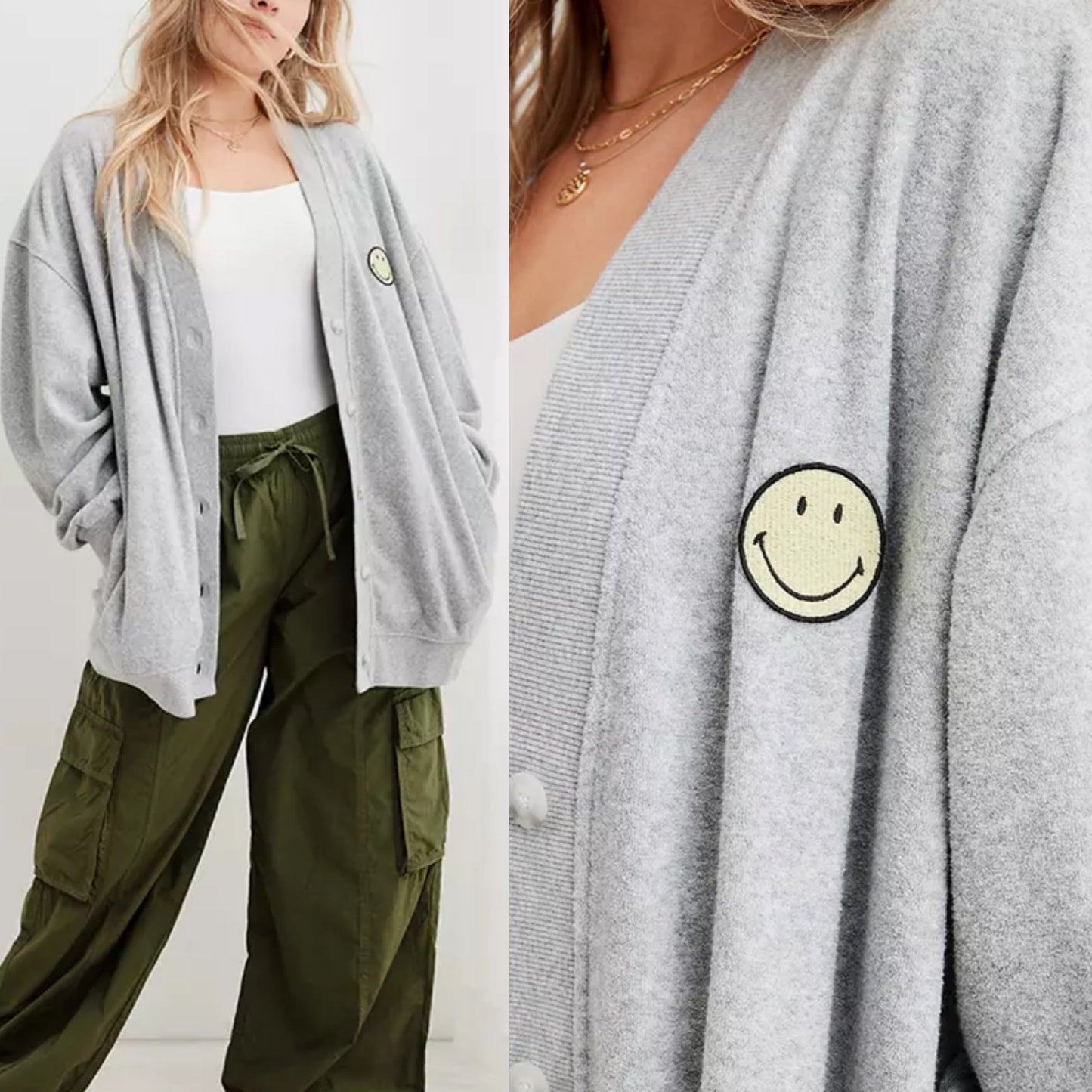 Aerie Smiley Cozy Fleece Cardigan (XS)