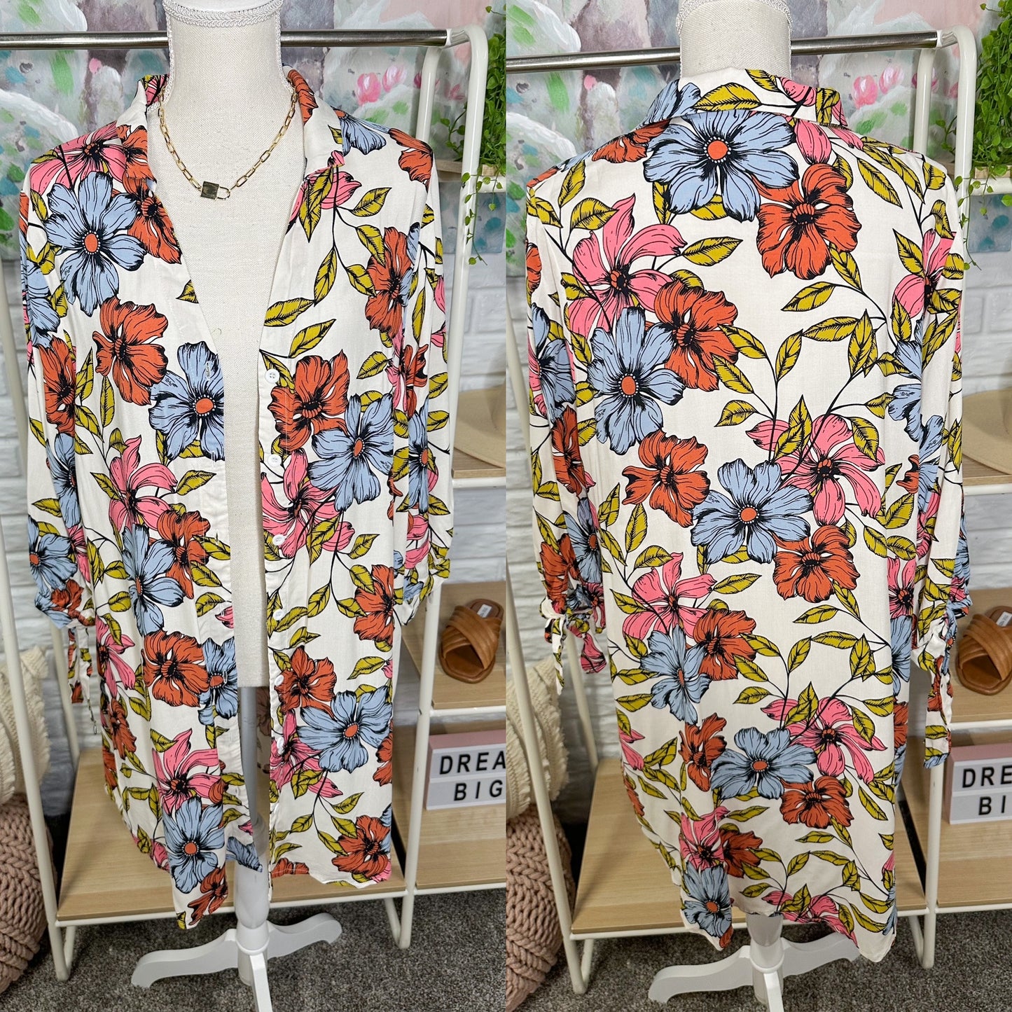 Cupshe New Floral Button Down Cover Up Dress Size Medium