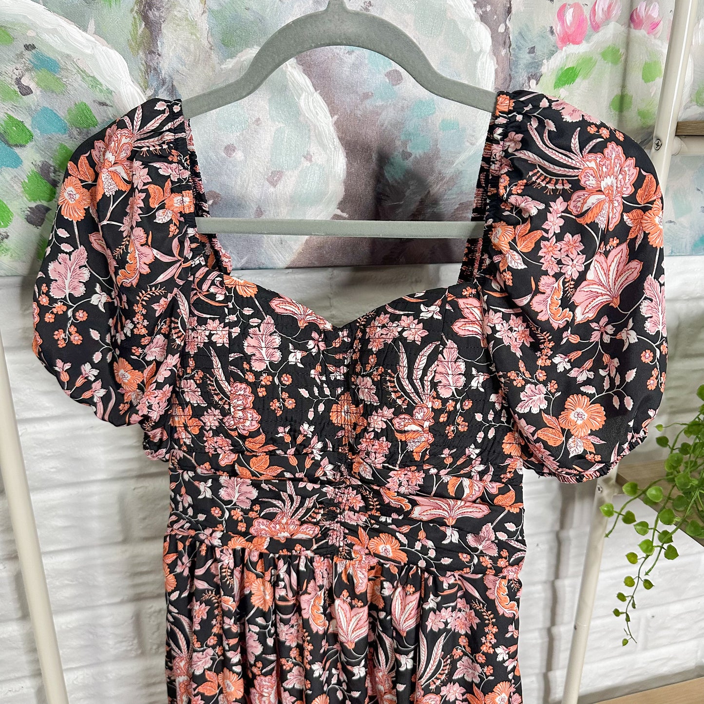 Maurice’s Floral Sweetheart Neck Midi Dress (XS)