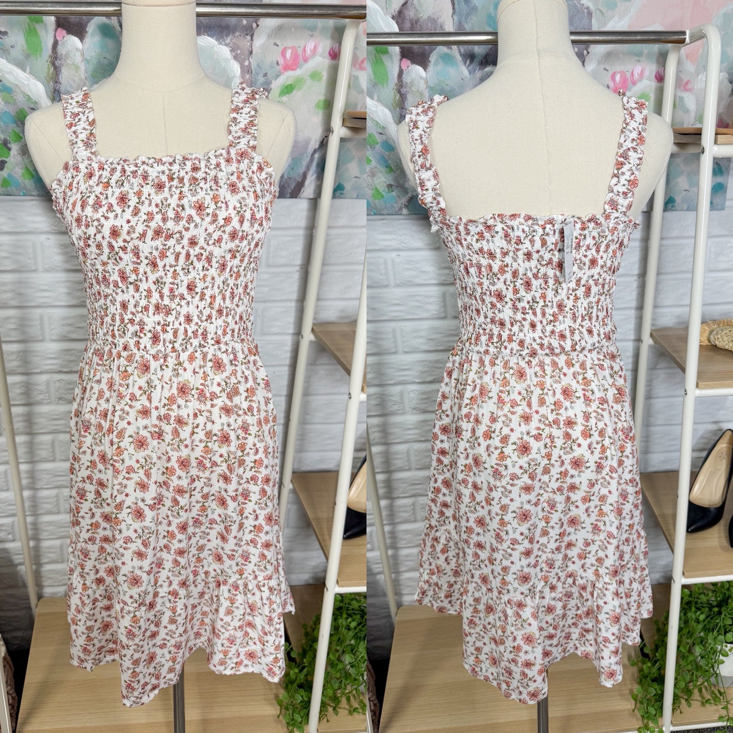 Maurice’s New Bare Floral Smocked Mini Dress (Small)