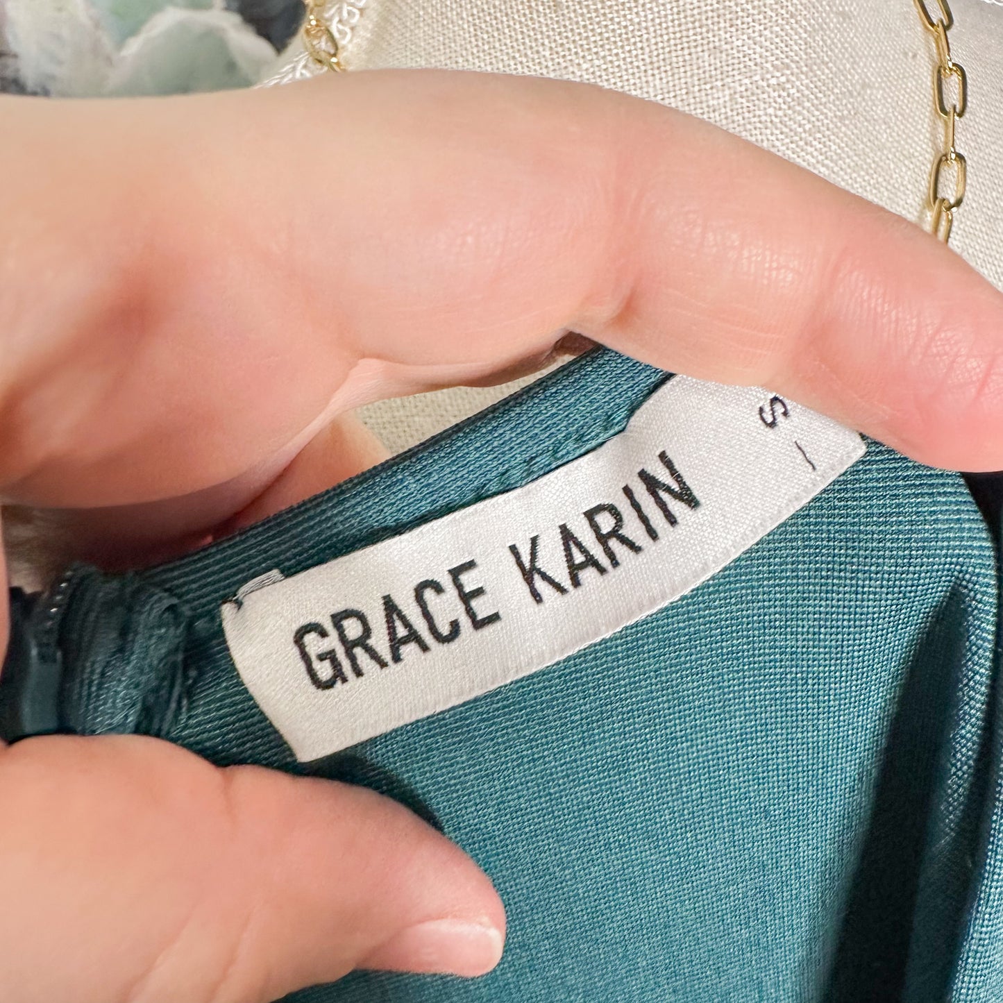 Grace Karin Marine Lace Short Sleeve Midi Dress Size Small
