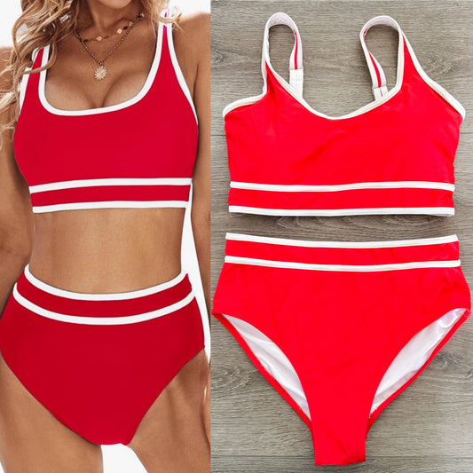 Blooming Jelly Red High Waisted Swimsuit (M)