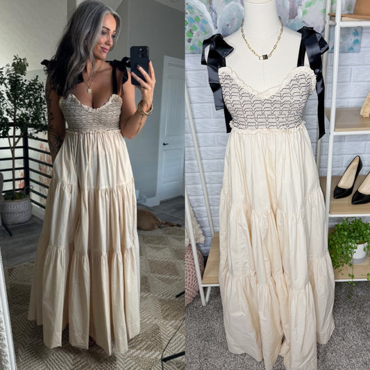FREE PEOPLE New Bluebell Cream Maxi Dress M