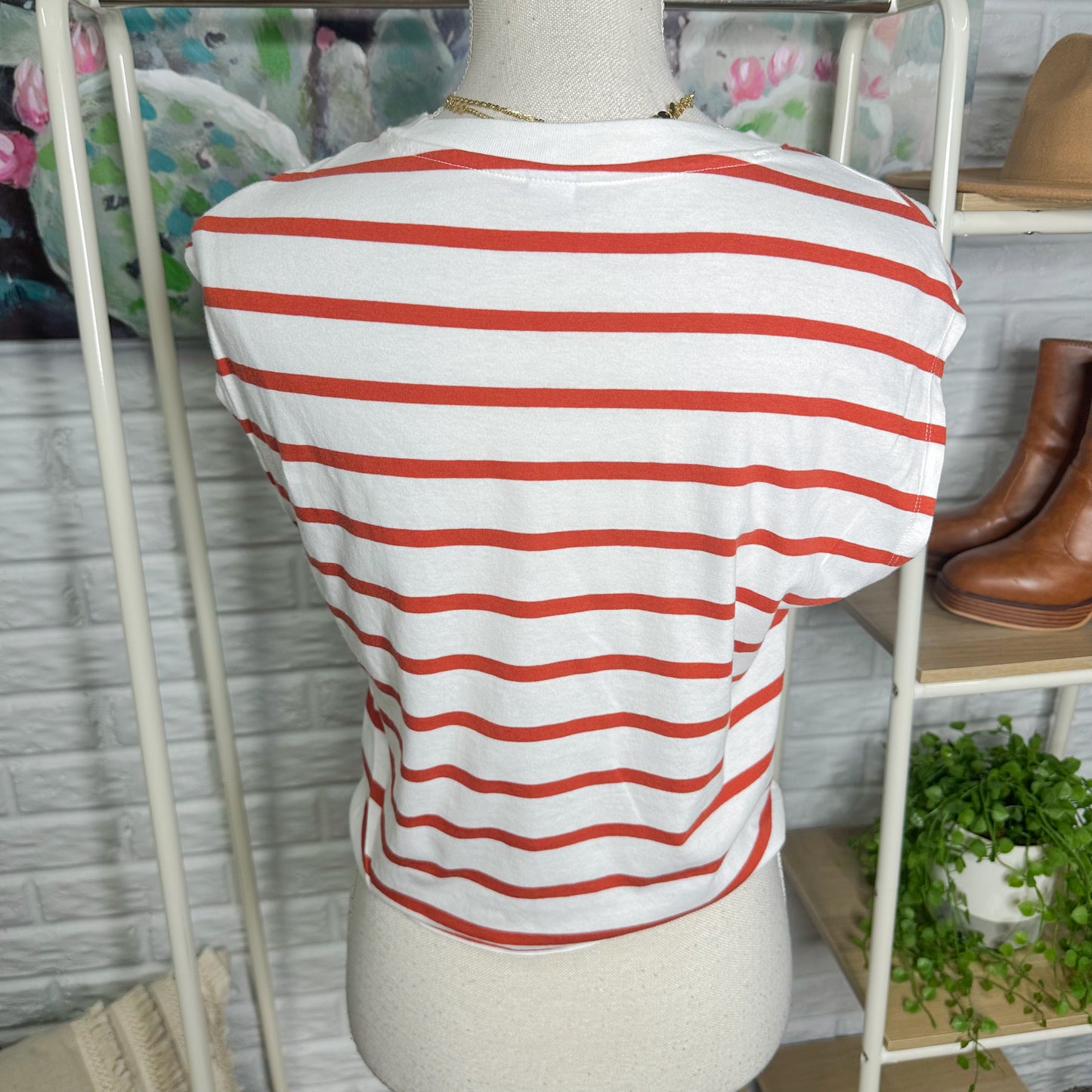 Old Navy EverWear Red Striped Tie Front Top (XS)