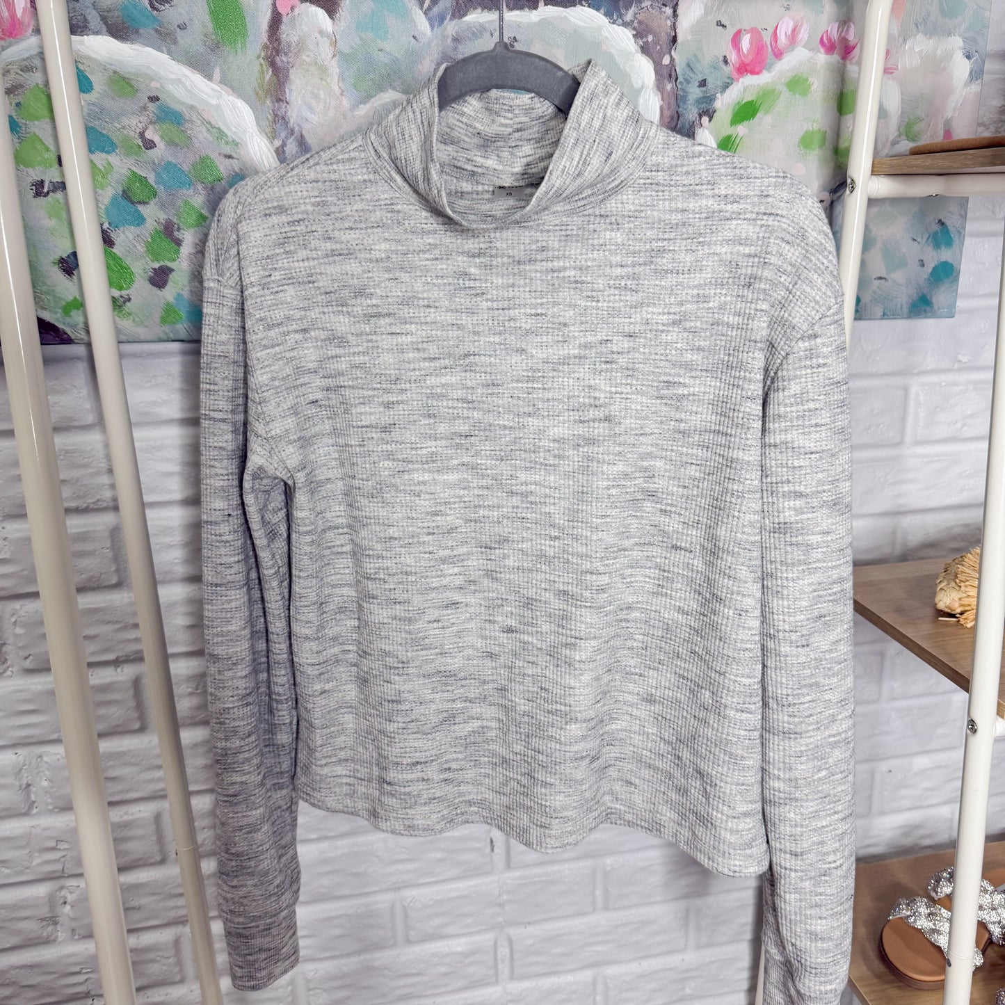 Lou & Grey Jogger Mock Neck Sweater Set (XS) Gray