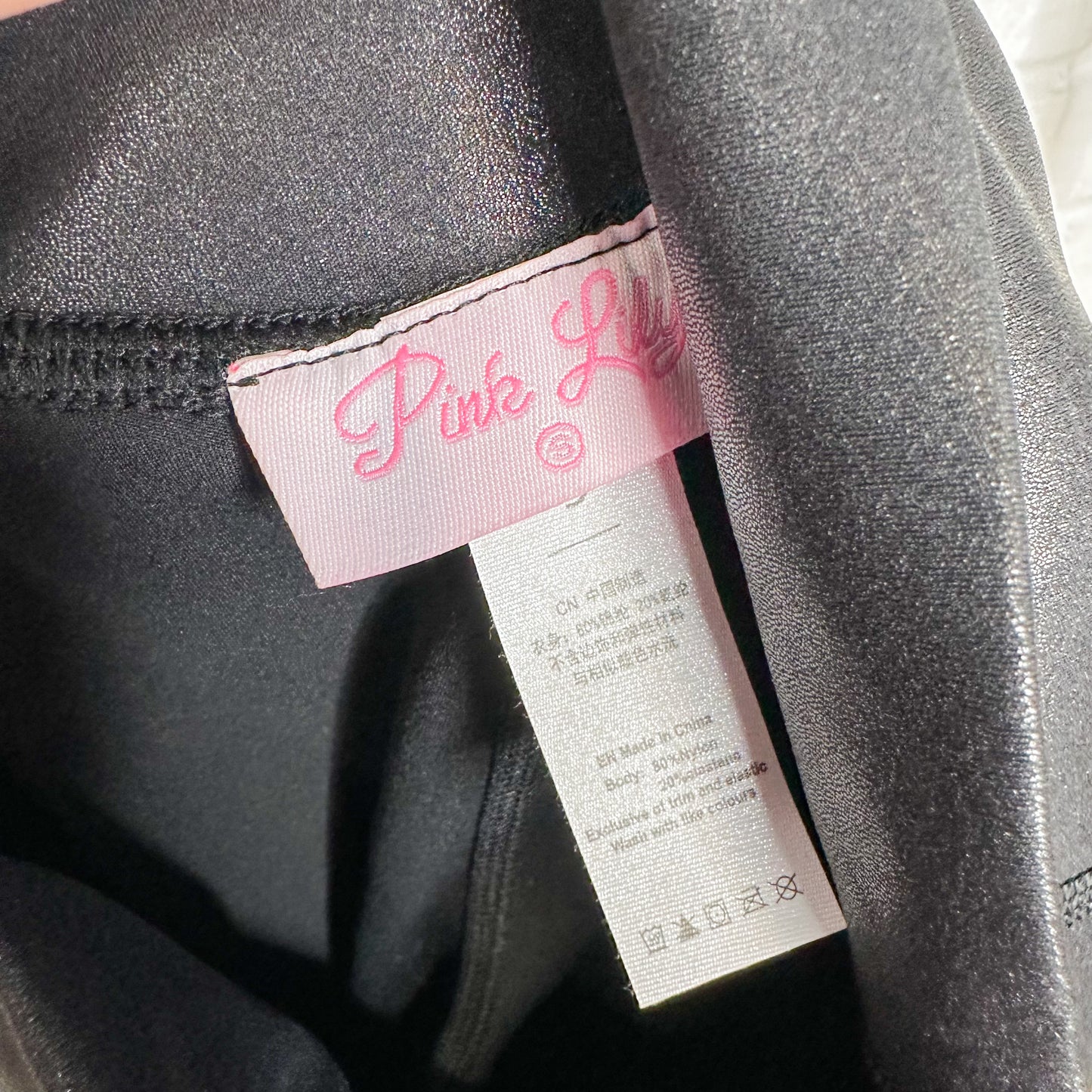 Pink Lily Darling Grace Black Faux Leather Leggings Size Small