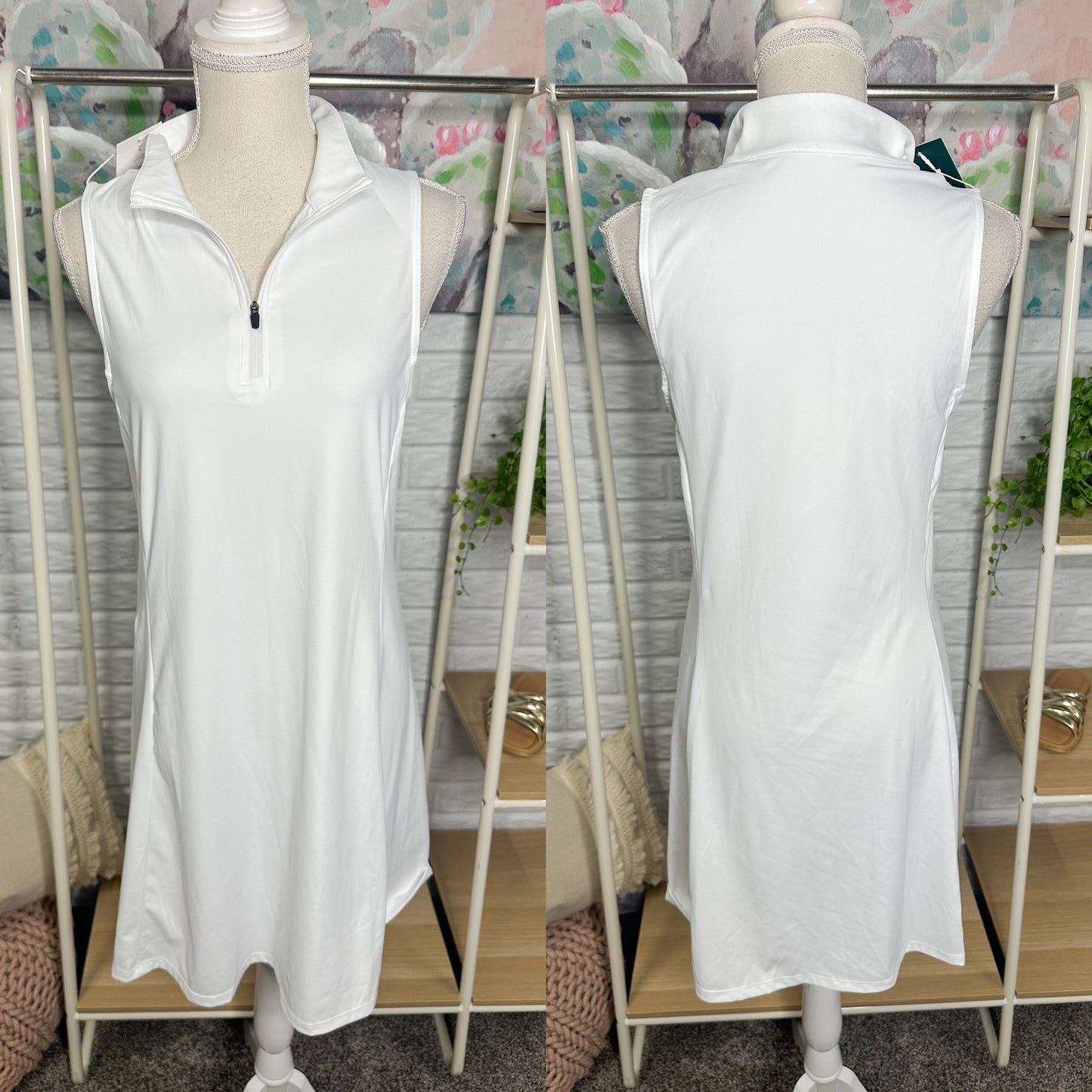 Halara New White Zipper Collar Golf Active Dress (L)