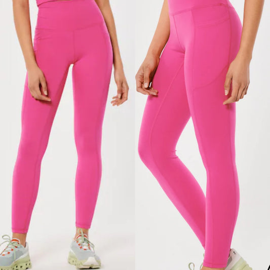 Hollister Gilly Hicks New Pink Recharge High Rise Leggings Size Medium Long