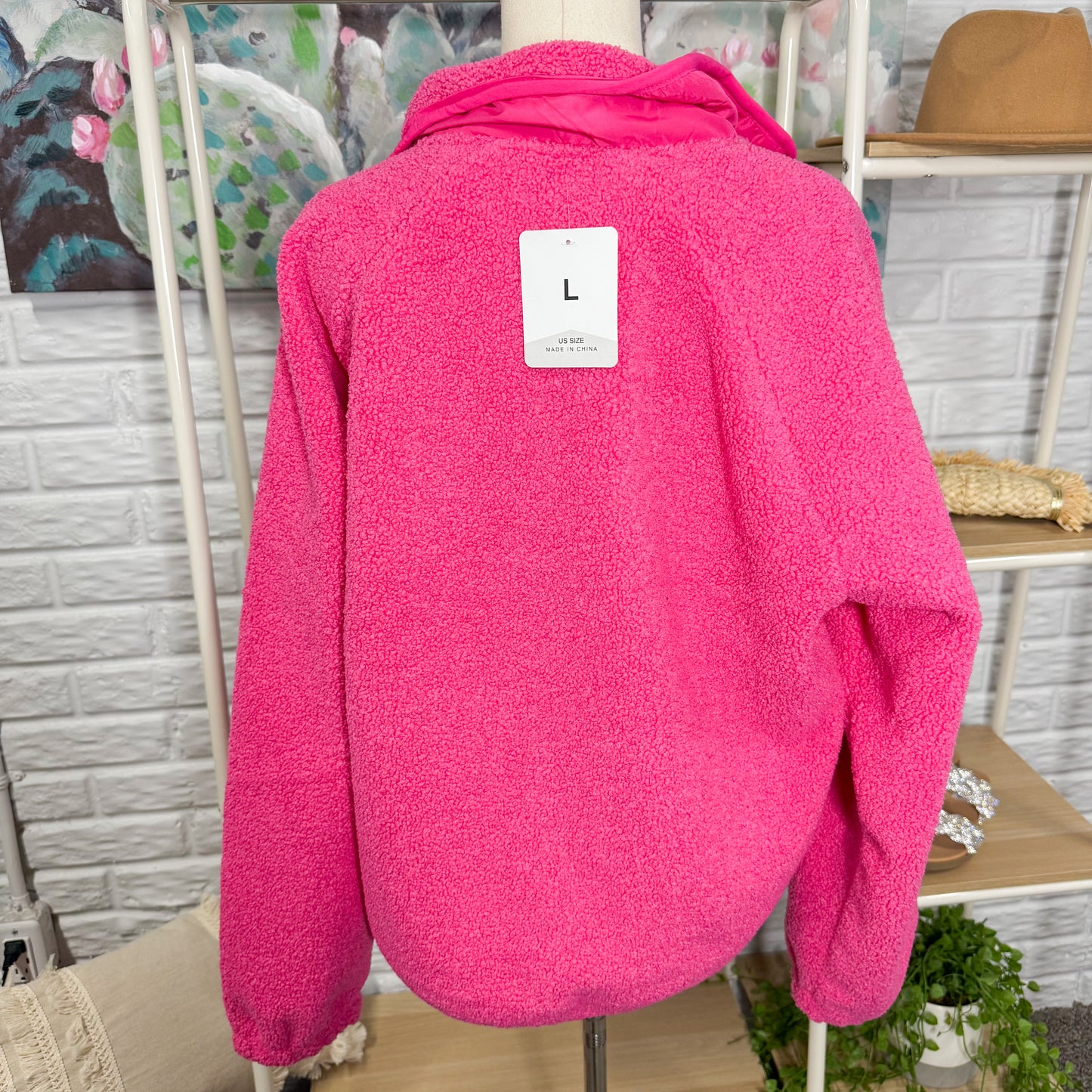Pink Fleece Fuzzy Orange Jacket (L)