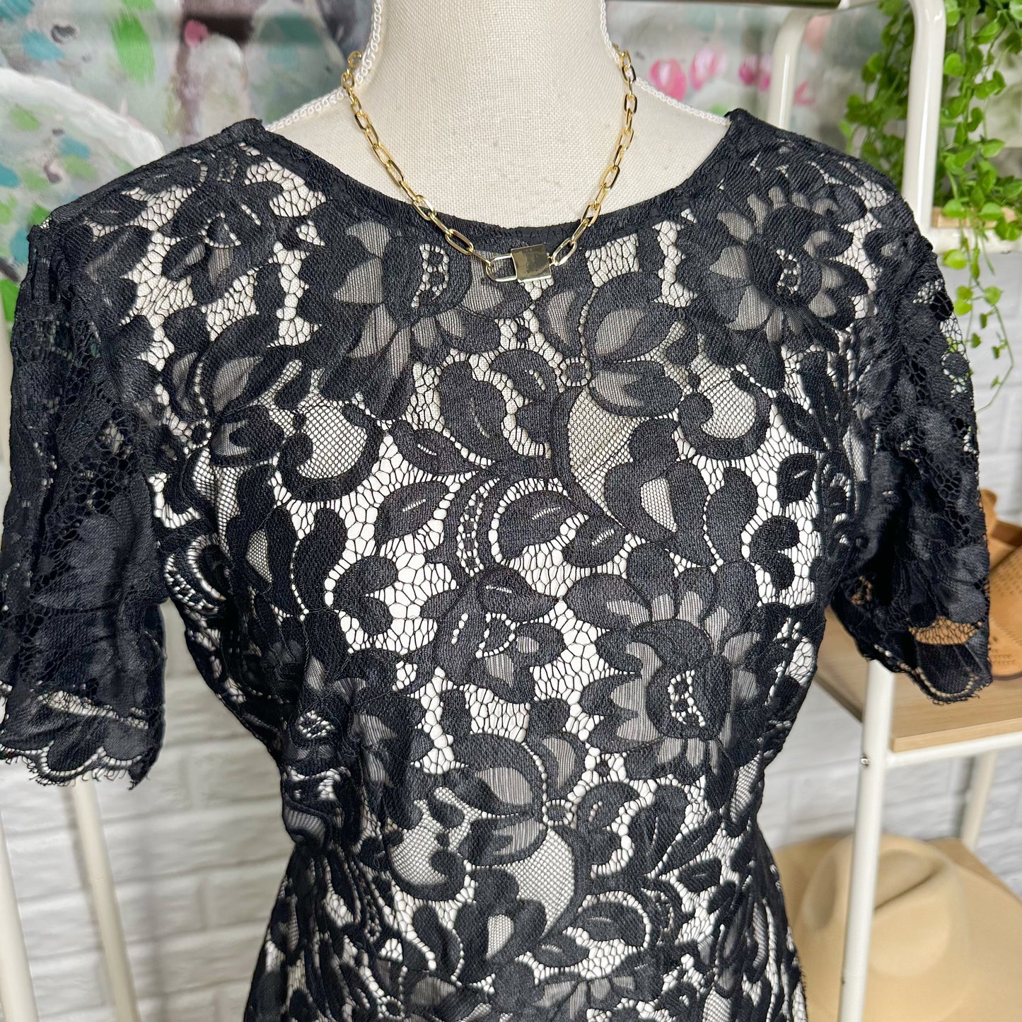 MSLG Black Lace Party Dress Size Medium