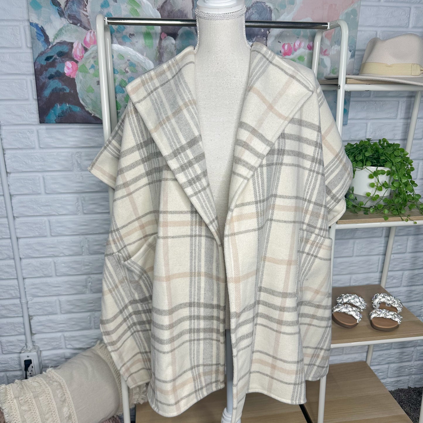 LOFT New Plaid Oversized Wrap (XS/S)