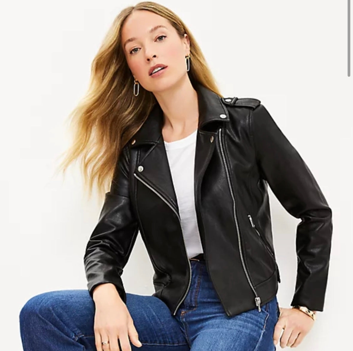 LOFT New Pebbled Faux Leather Moto Jacket Size Small