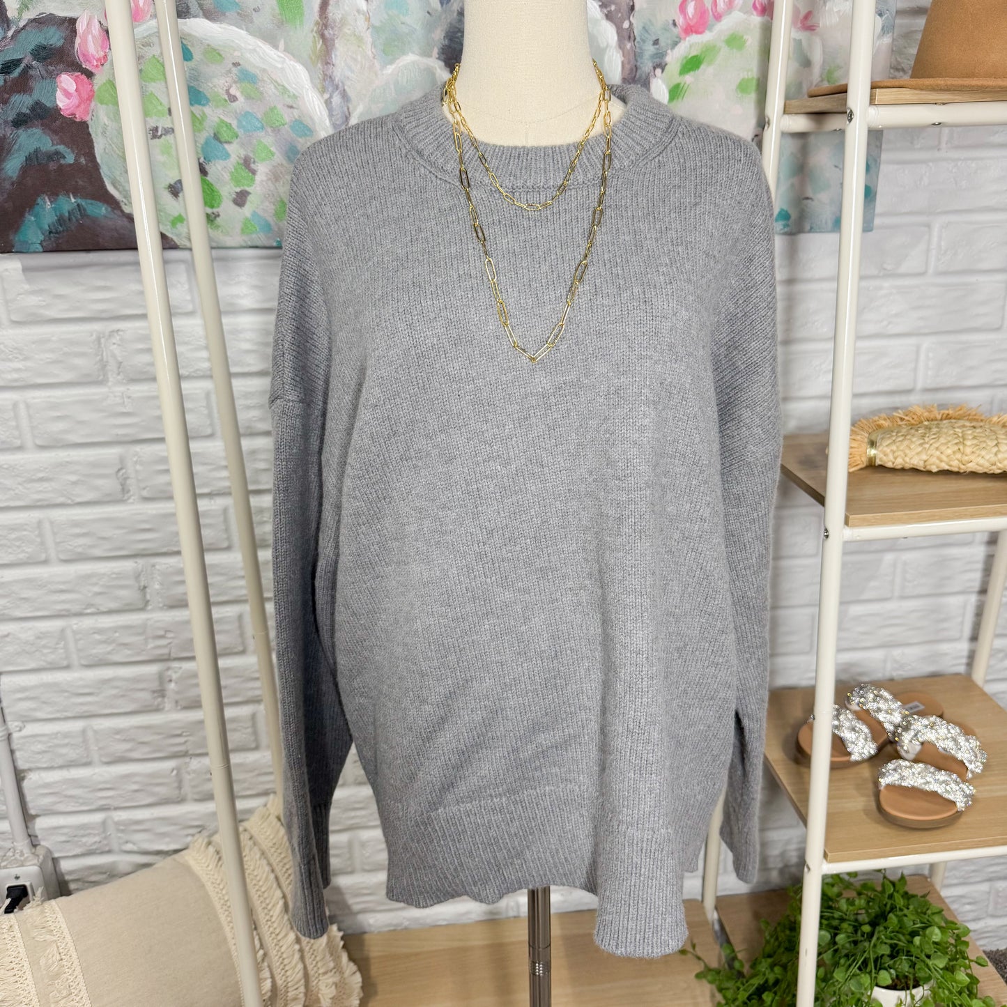 Prettygarden Gray Chunky Knit Sweater (M)