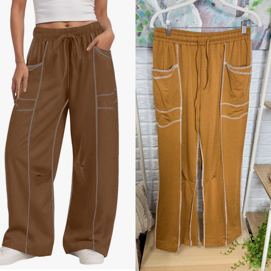 Brown Barrel Wide Leg Pants (M)