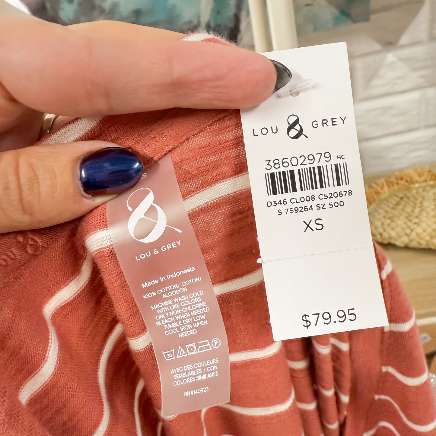 Lou & Grey New Salmon Striped Casual Dress (XS)