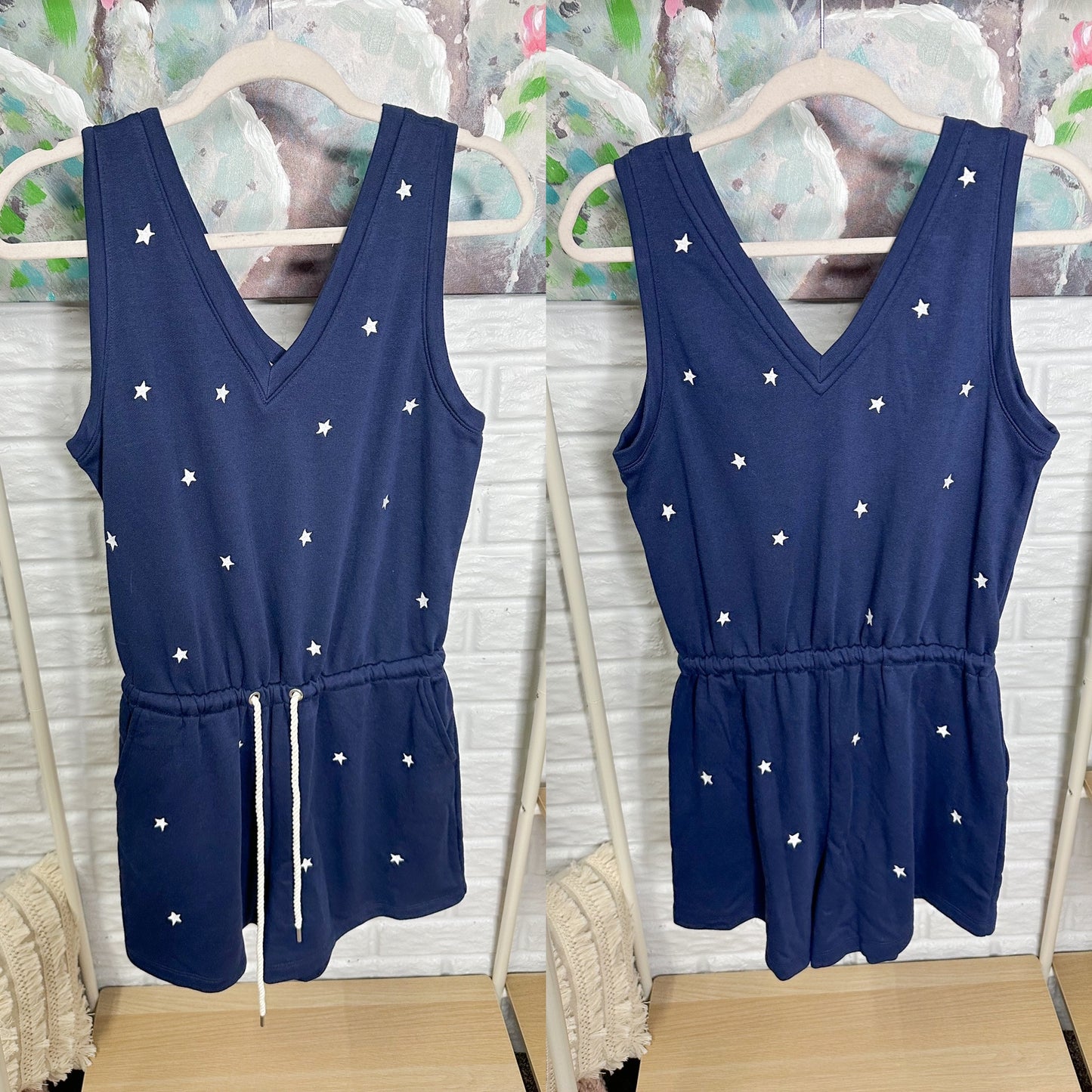 Lou & Grey Navy Star Romper (XS)