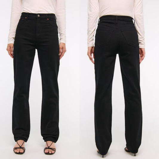 Abercrombie & Fitch Black 90s Straight Ultra High Rise Jean (30/10)