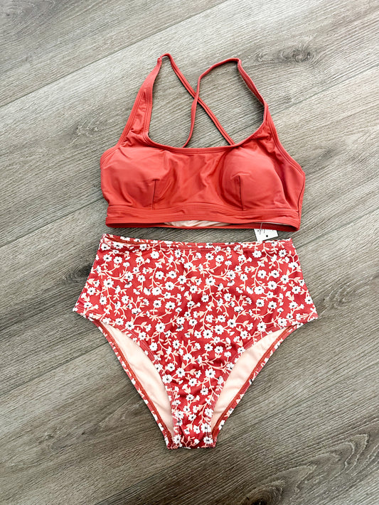 Cupshe New Brick Floral High Waist Bikini (M)