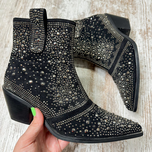ISNOM Black Rhinestone Boots (multiple sizes)