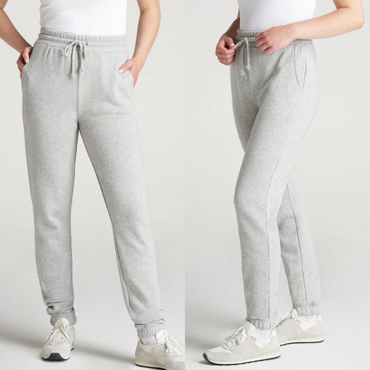 American Tall WEAREVER FLEECE SLIM-FIT HIGH-WAISTED WOMEN'S GARMENT DYE SWEATPANTS IN GREY MIX (M/XT)