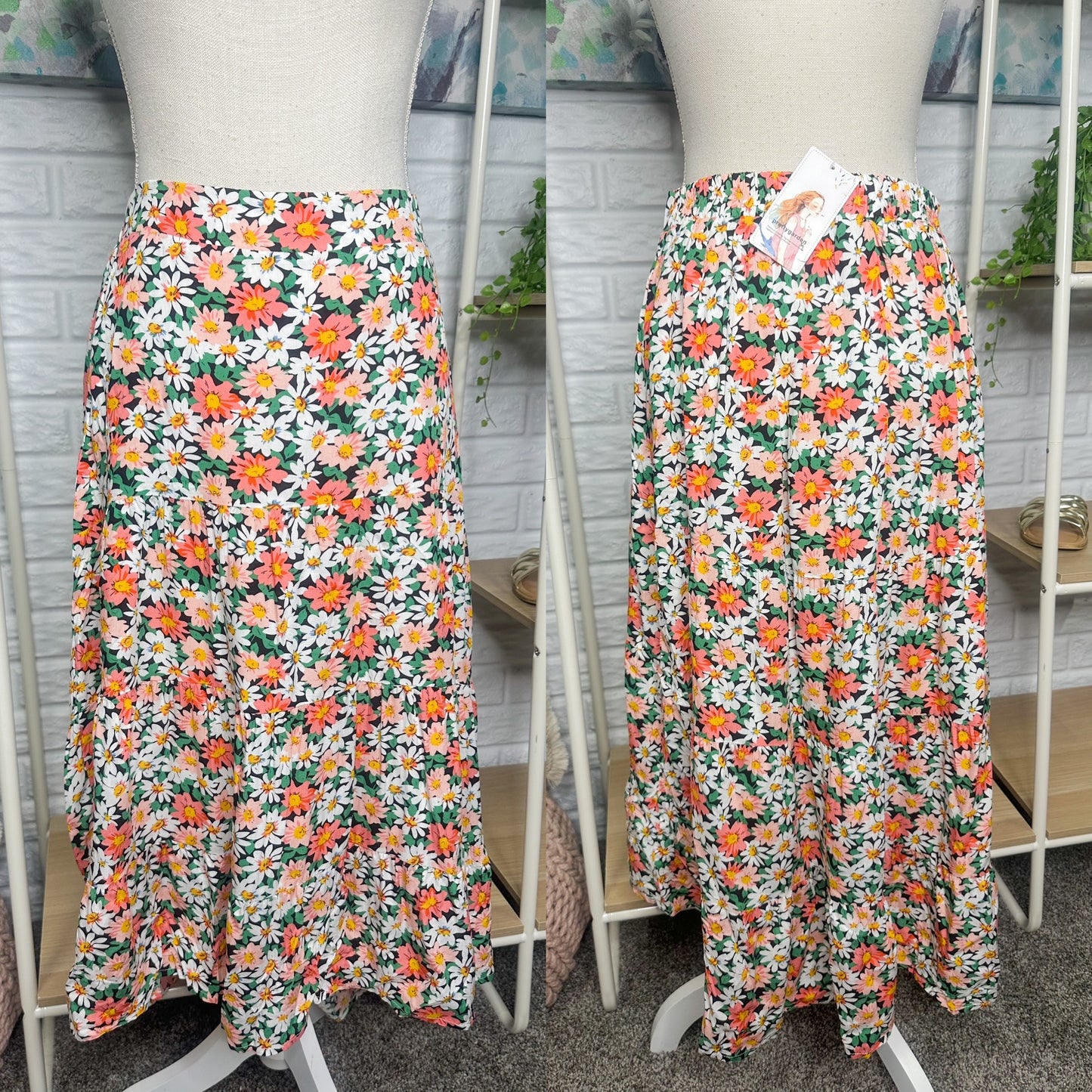 Prettygarden New Floral A Line Midi Skirt (M)