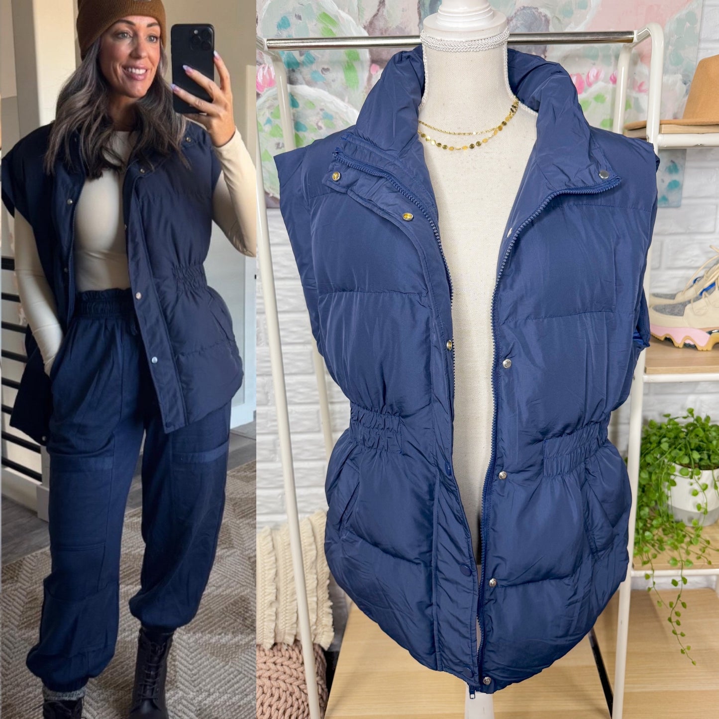 Anrabess New Navy Puffer Vest (L)