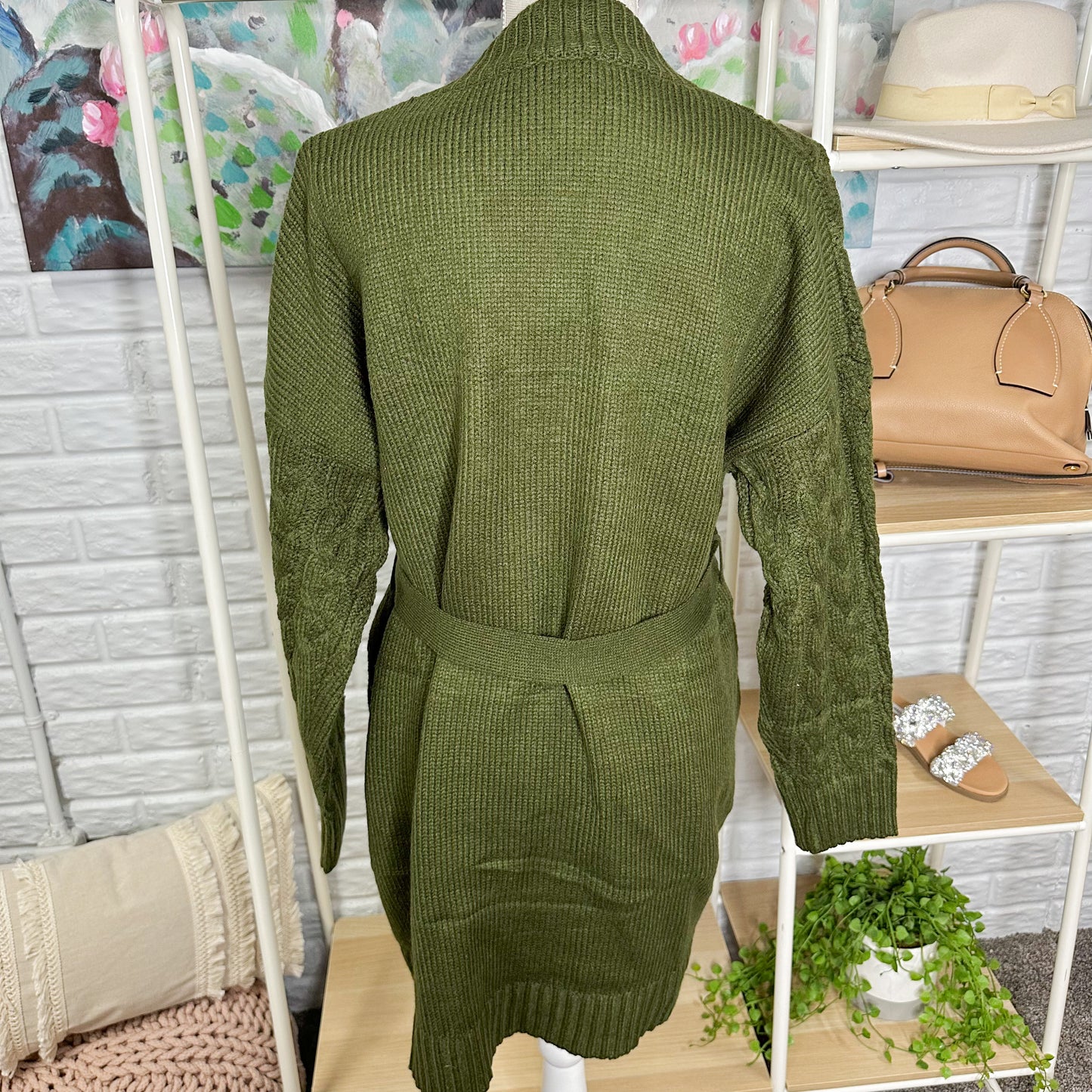 BTFBM New Green Cable Knit Cardigan Size Medium