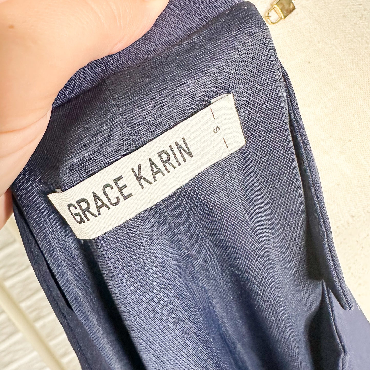 Grace Karin Navy Pleated Swing Dress Size Small