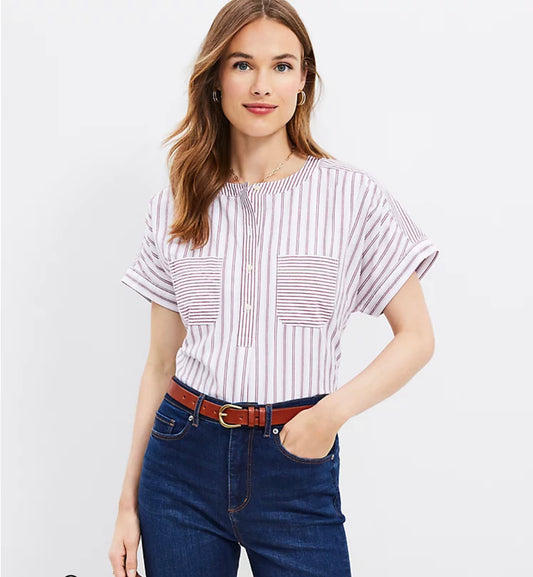 LOFT New Striped Dolman Henley Everyday Shirt Size XS