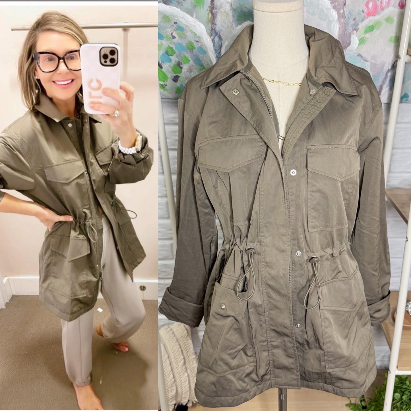 Lou & Grey Water Resistant Olive Utility Jacket (XS)