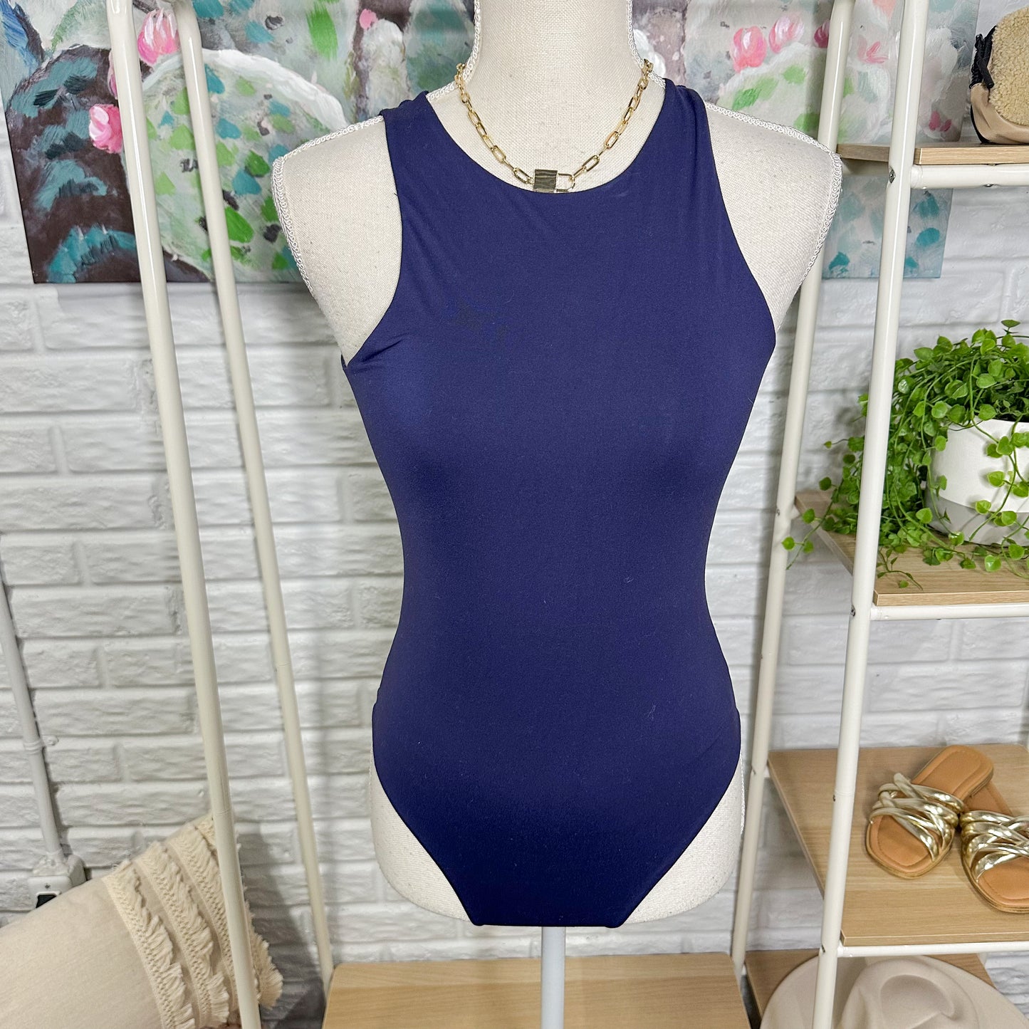 Navy Blue Sleeveless Bodysuit (L)