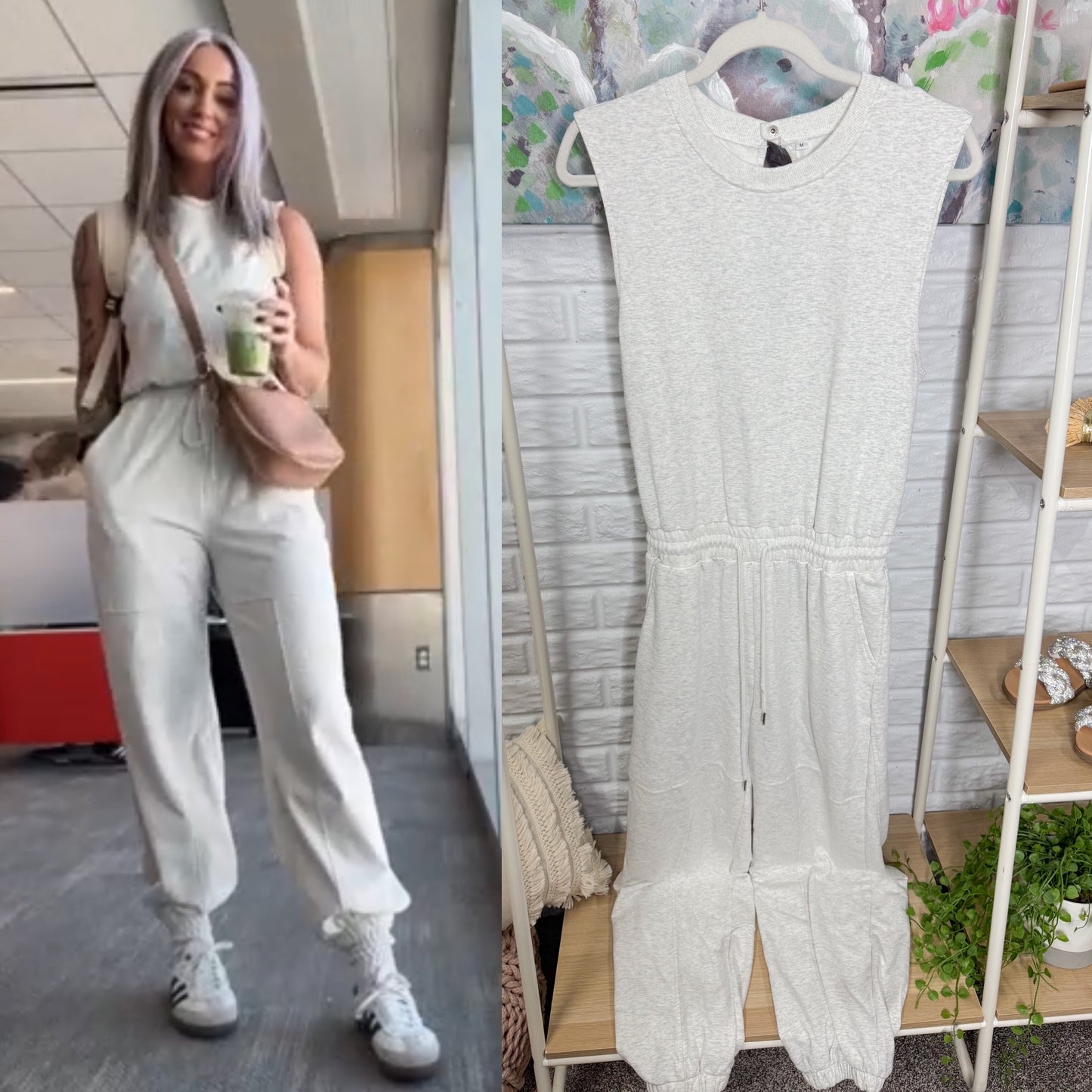 Anrabess Gray Sleeveless Jumpsuit (M)