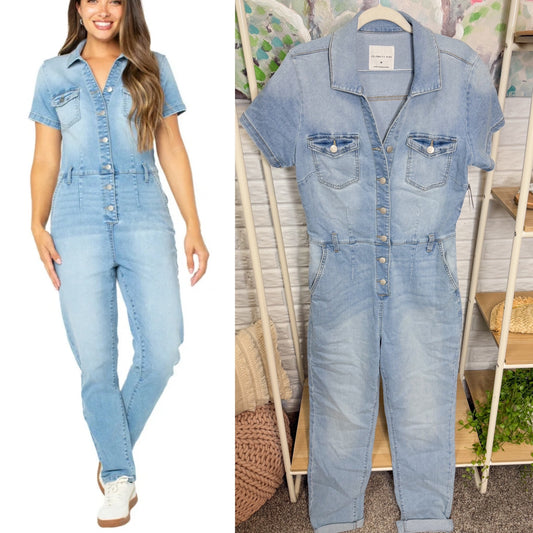 Celebrity Pink Slim Fit Denim Jumpsuit (M)