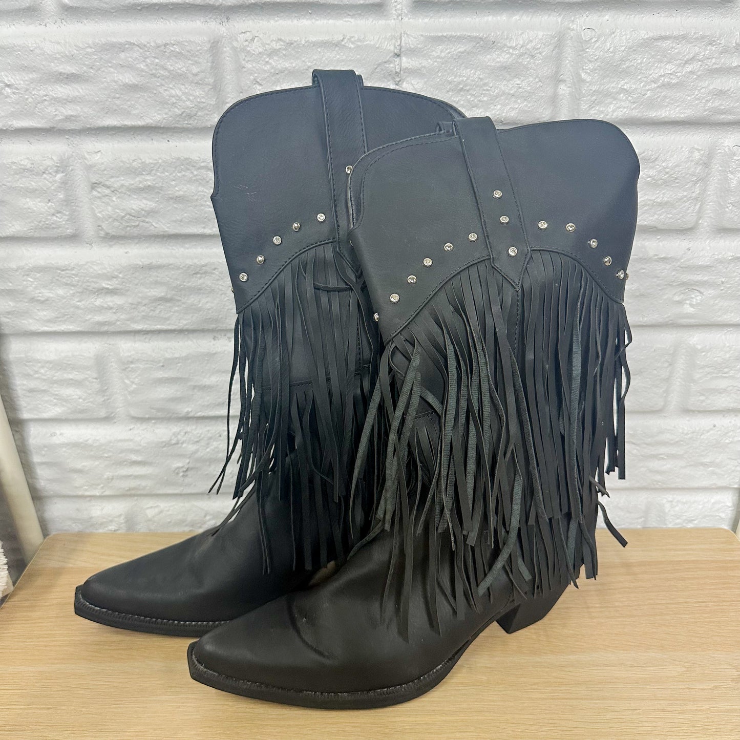 Roper Oakley Black Studded Fringe Boot (9.5)