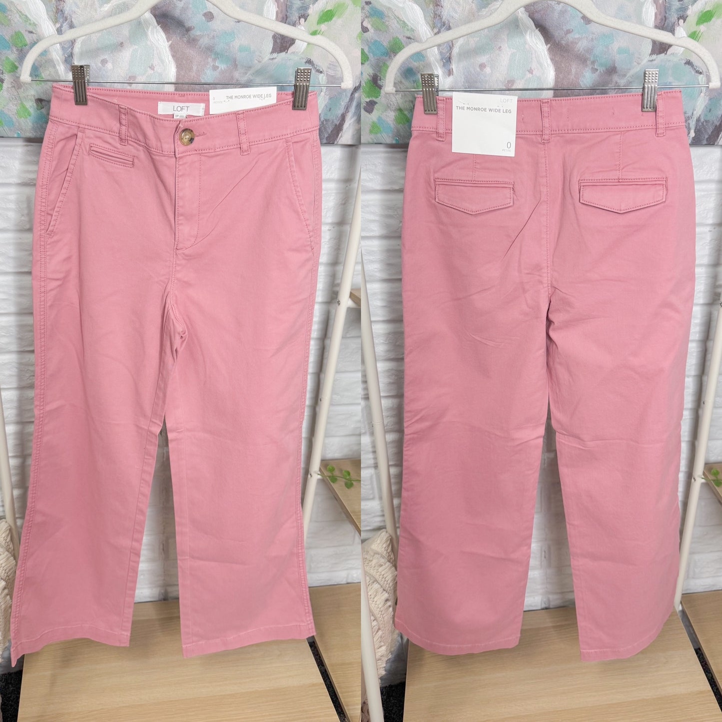 LOFT New The Monroe Wide Leg Pant in Pink Sea Shell (0 petite)