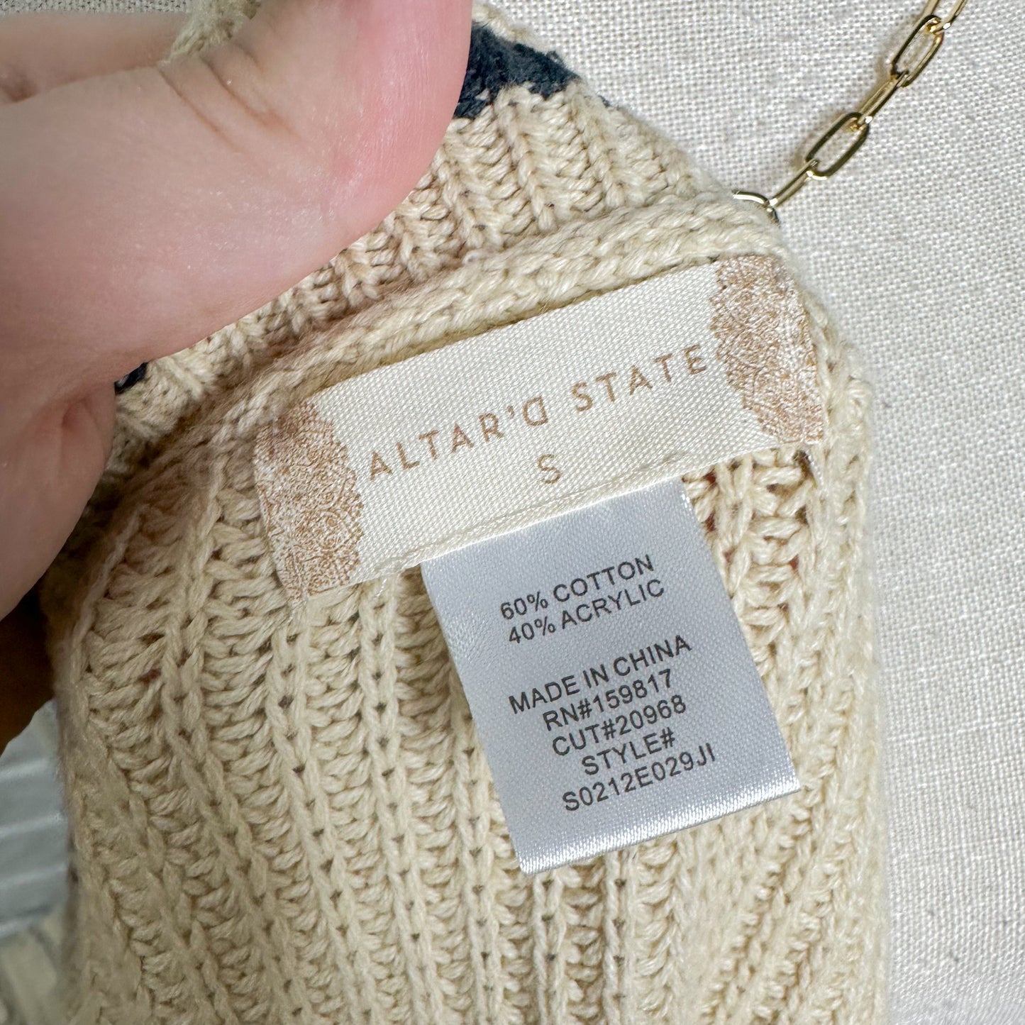 Altar’d State Talia Cable Cardigan Size Small
