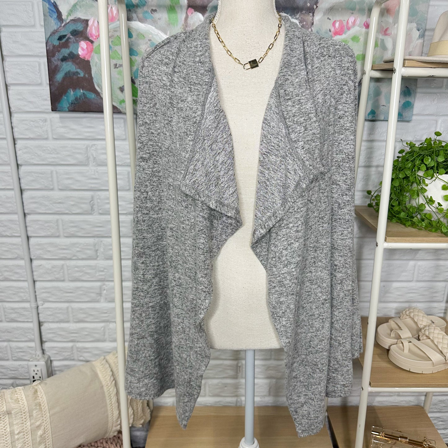 Gibsonlook New Grey Draped Cardigan Size XS