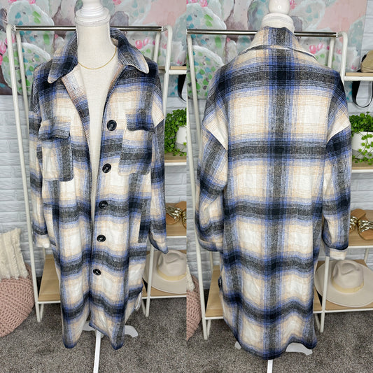 Timing Blue & Black Plaid Shacket (L)