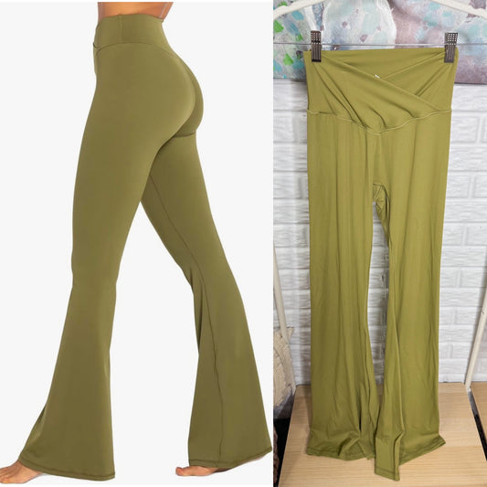 Sunzel Green Crossover Flare Leggings (S)