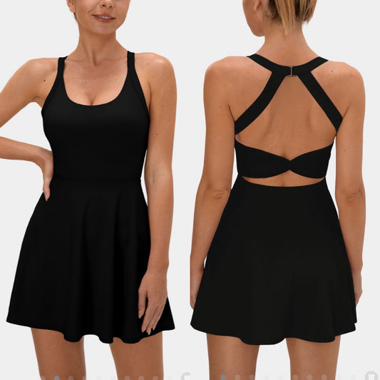 Halara Backless Twisted Active Dress Black (S)